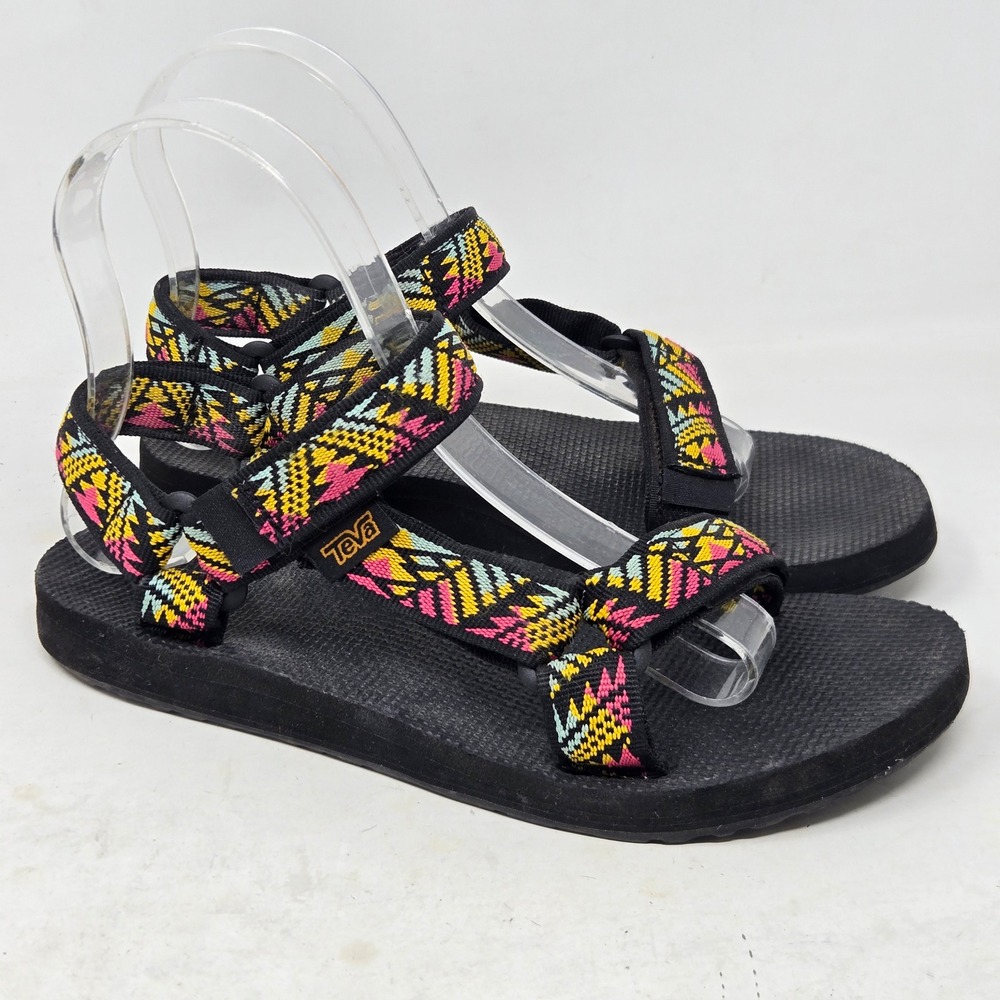 Teva Original Universal Sandals Womens 6 Multi-Color Geometric 1003987 Black